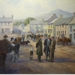 Irish cattle dealers and young boy at market in Carlingford Co Louth
